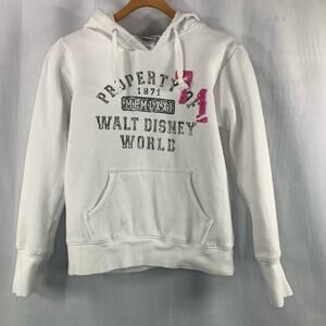 Walt Disney World Property of‎ 1971 Hoodie Long Sleeve V-Neck White Pink Size S